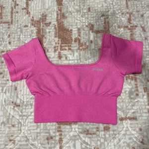 Guess Pink Cropped Cap Sleeve Athletic top